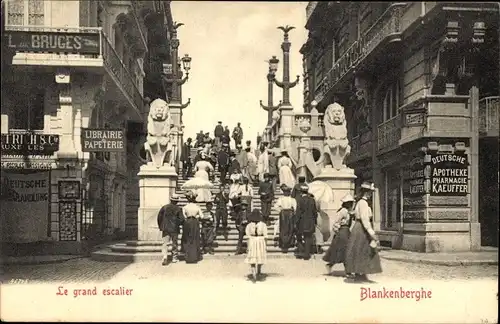 Ak Blankenberghe Blankenberge Westflandern, Treppe, Deutsche Apotheke Kaeuffer