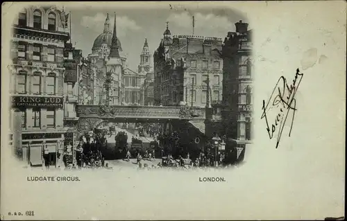 Ak London City England, Ludgate Circus