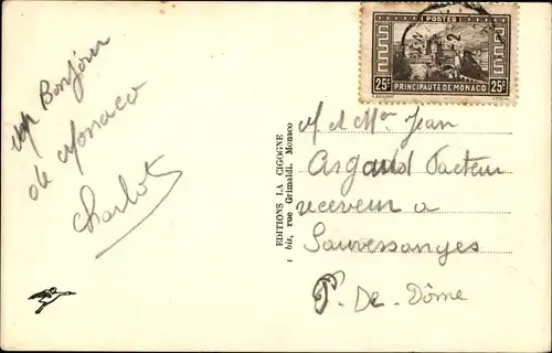 Ak Monaco, Fürstenpalast, Denkmal