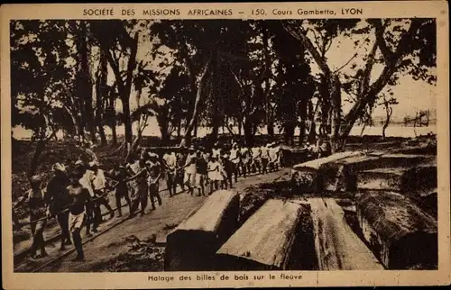 Ak Gambetta Algerien, Baumstämme auf dem Fluss schleppen, Mission