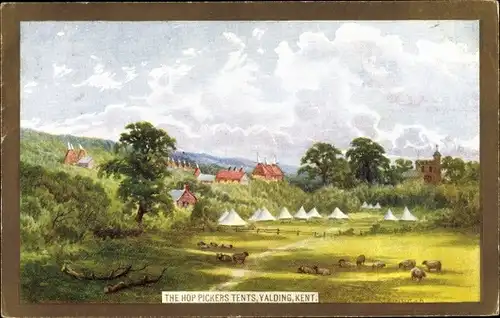 Künstler Ak Yalding Kent England, Hop Pickers Tents