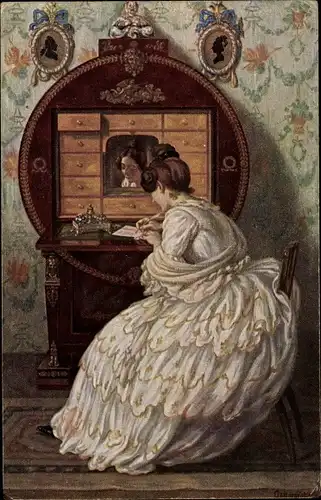 Künstler Ak Gampenrieder, Karl, Am Schreibtisch