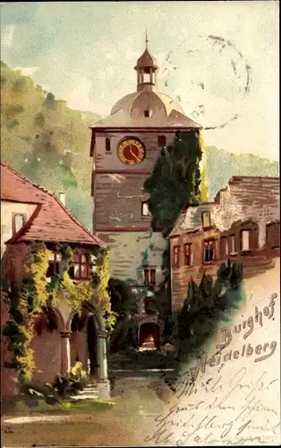 Litho Heidelberg am Neckar, Burghof