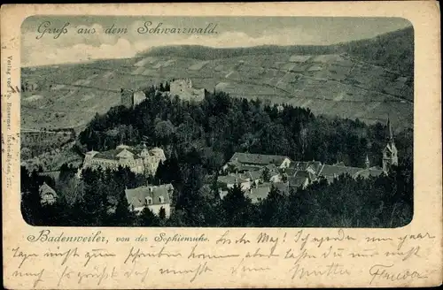 Ak Badenweiler im Schwarzwald, Blick von der Sophienruhe