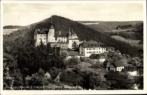 Ak Lauenstein Ludwigsstadt in Oberfranken, Burg Lauenstein, Fränkisch-Thüringische Grenzwarte