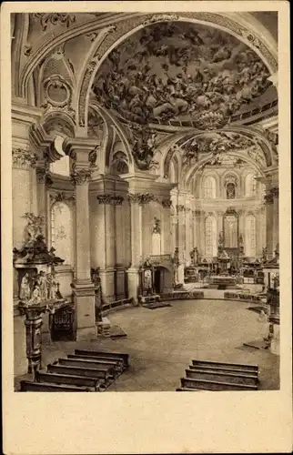 Ak Neresheim in Württemberg, Abteikirche, Innenraum, Pläne Balthasar Neumann