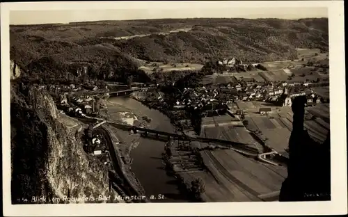 Foto Ak Bad Münster am Stein Bad Kreuznach an der Nahe, Blick vom Rabenfels