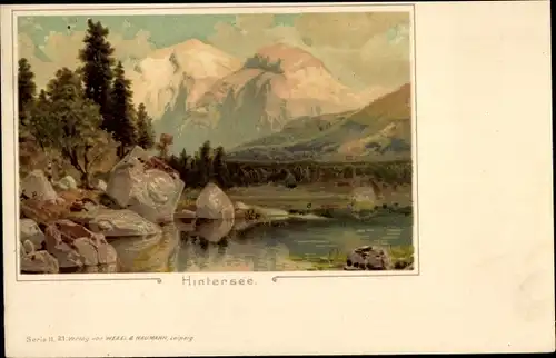 Litho Ramsau im Berchtesgadener Land Oberbayern, Hintersee