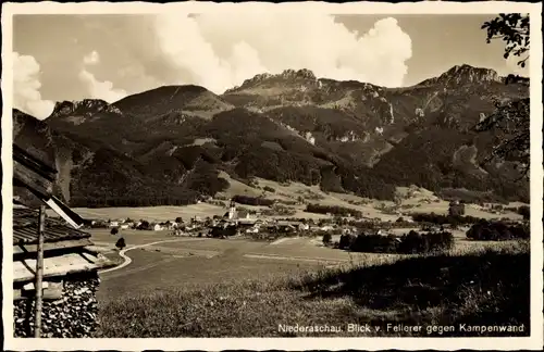 Ak Niederaschau Aschau im Chiemgau Oberbayern, Blick vom Fellerer gegen Kampenwand