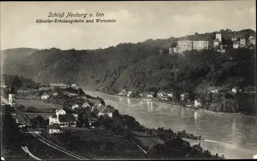 Ak Neuburg am Inn Niederbayern, Schloss, Künstler-Erholungsheim und Wernstein