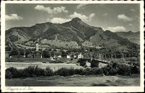 Ak Lenggries in Oberbayern, Panorama mit Geierstein