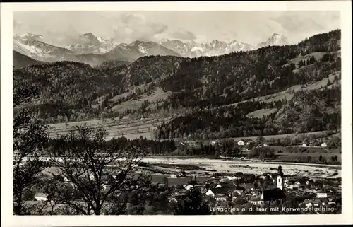 Ak Lenggries in Oberbayern, Panorama mit Karwendelgebirge