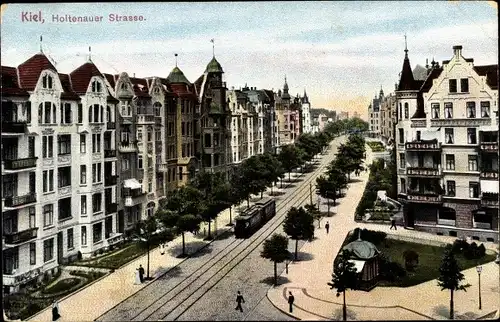Ak Kiel in Schleswig Holstein, Holtenauer Straße, Straßenbahn