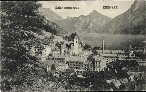 Ak Ebensee in Oberösterreich, Salzkammergut, Teilansicht