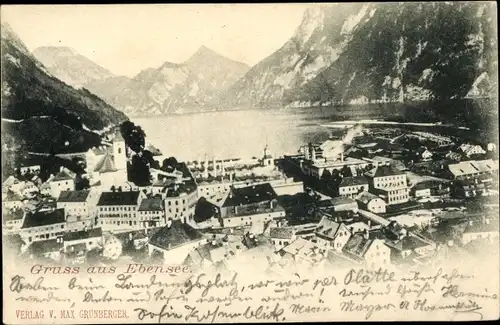 Ak Ebensee in Oberösterreich, Teilansicht