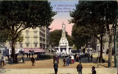 Ak Barcelona Katalonien Spanien, Plaza Palacio