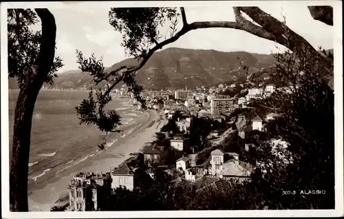 Ak Alassio Liguria, Panorama, Strand