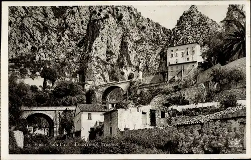 Ak Grimaldi di Ventimiglia Liguria, Ponte San Luigi, Frontiera Italiana
