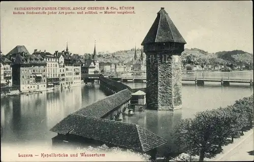 Ak Luzern Stadt Schweiz, Kapellbrücke, Wasserturm