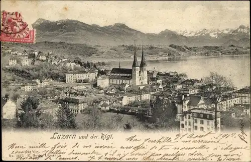 Ak Luzern Stadt Schweiz, Gesamtansicht, Rigi
