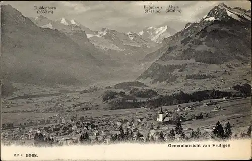 Ak Frutigen Kanton Bern, Gesamtansicht, Balmhorn, Altels, Doldenhorn