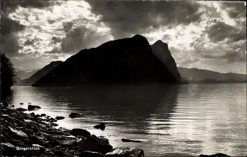 Ak Bürgenstock Kanton Nidwalden, Uferpartie, Bergblick