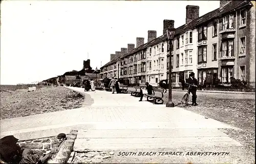 Ak Aberystwyth Wales, Südstrand Terrasse, Straßenpartie