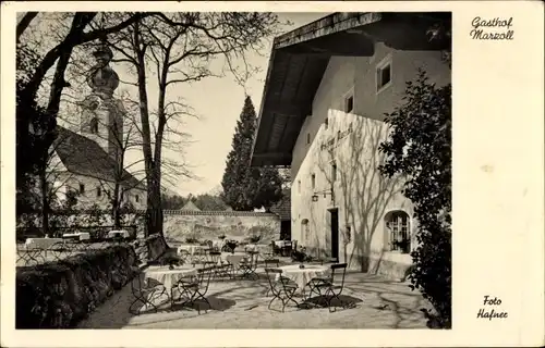 Ak Bad Reichenhall in Oberbayern, Gasthof Marzoll, Terrasse