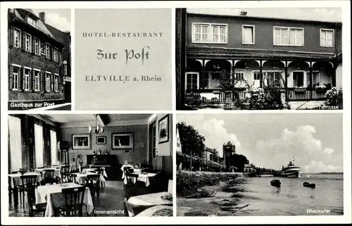 Ak Eltville am Rhein Hessen, Hotel Restaurant Gasthaus zur Post, Inh. König, Innen, Terrasse, Rhein