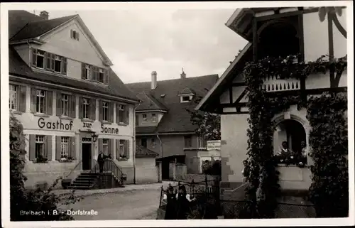 Ak Bleibach Gutach im Breisgau Schwarzwald, Dorfstraße, Gasthof zur Sonne