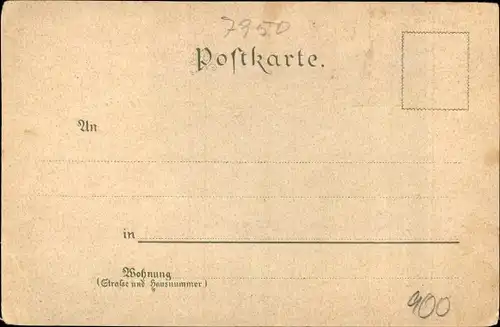 Litho Biberach an der Riß in Oberschwaben, Ort, Turnhalle, Kirche, Wieland Denkmal