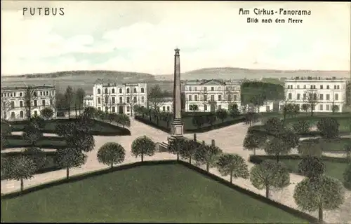 Ak Putbus auf der Insel Rügen, Am Zirkus, Panorama, Blick nach dem Meere