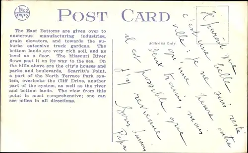 Ak Kansas City Missouri USA, East Bottoms und Missouri River von Scarritt Point