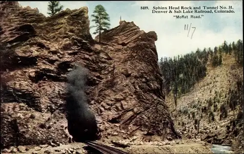 Ak Colorado USA, Sphinx Head Rock und Tunnel 31, Denver und Salt Lake Railroad