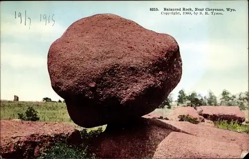 Ak Cheyenne Wyoming USA, Balanced Rock, Felsformation