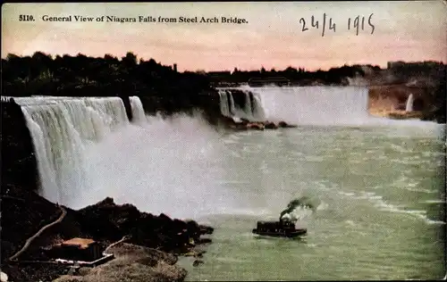 Ak Niagara Falls New York USA, Blick von der Steel Arch Bridge