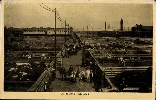 Ak Chicago Illinois USA, eine belebte Gasse