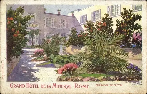 Ak Roma Rom Lazio, Grand Hotel de la Minerve, Terrasse