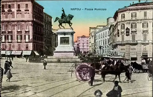 Ak Napoli Neapel Campania, Piazza Municipio