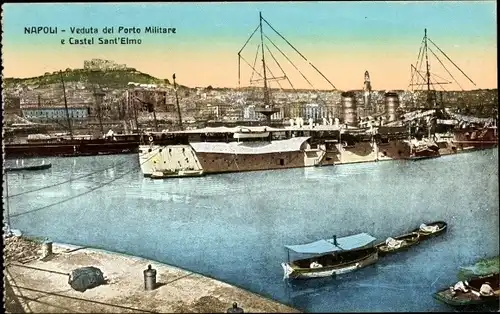 Ak Napoli Neapel Campania, Porto Militare e Castel Sant Elmo