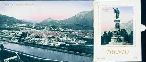 Leporello Ak Trento Trient Südtirol, Panorama, Denkmal