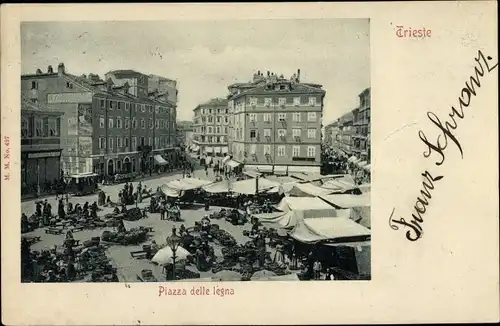Ak Triest Trieste Friuli Venezia Giulia, Piazza delle legna
