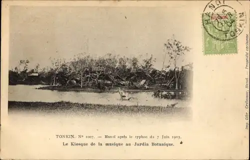 Ak Hanoi Tonkin Vietnam, Le Klosque de la musique au Jardin Botanique, apres le typhon 1903