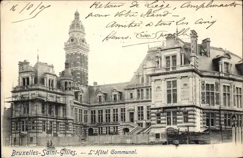 Ak Saint Gilles Sint Gillis Brüssel Brüssel, L'Hotel Communal