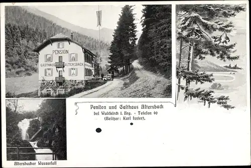 Ak Waldkirch im Breisgau Schwarzwald, Pension und Gasthaus Altersbach, Wasserfall