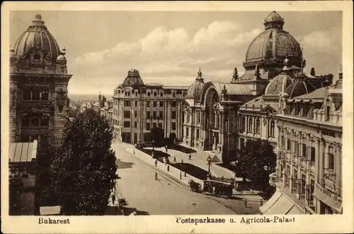 Ak București Bukarest Rumänien, Postsparkasse, Agricola Palast