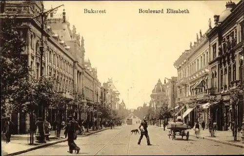 Ak București Bukarest Rumänien, Boulevard Elisabeth