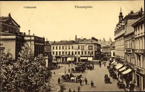 Ak București Bukarest Rumänien, Theaterplatz