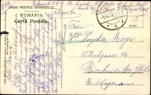 Ak București Bukarest Rumänien, Calea Victoriei, Straßenbahn