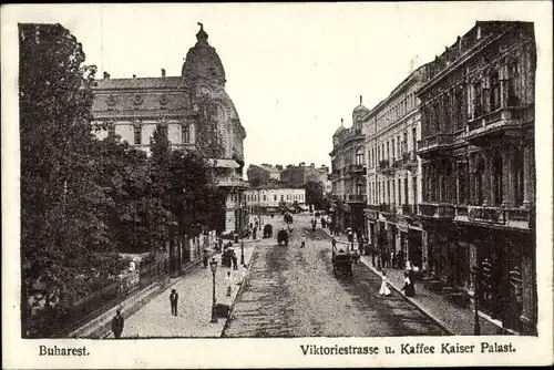 Ak București Bukarest Rumänien, Viktoriestraße, Kaffee Kaiser Palast